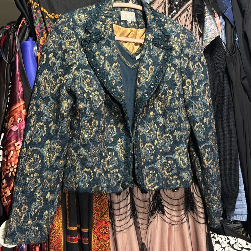 Elegant Blue and Gold Women's Jacket